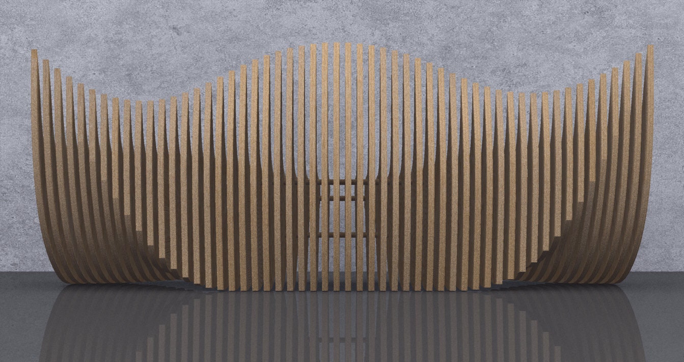 3D Wavy Design Parametric Wooden Bench