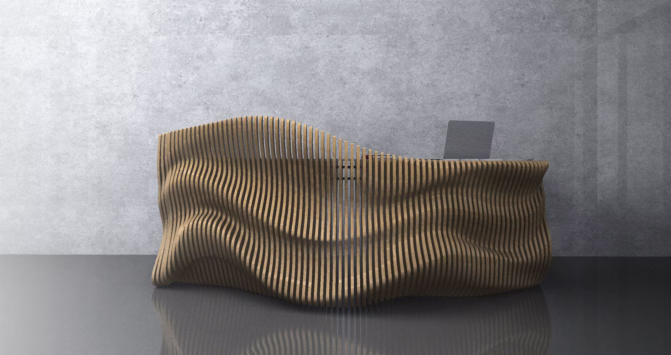 3D Wavy Design Parametric Wooden Office Desk