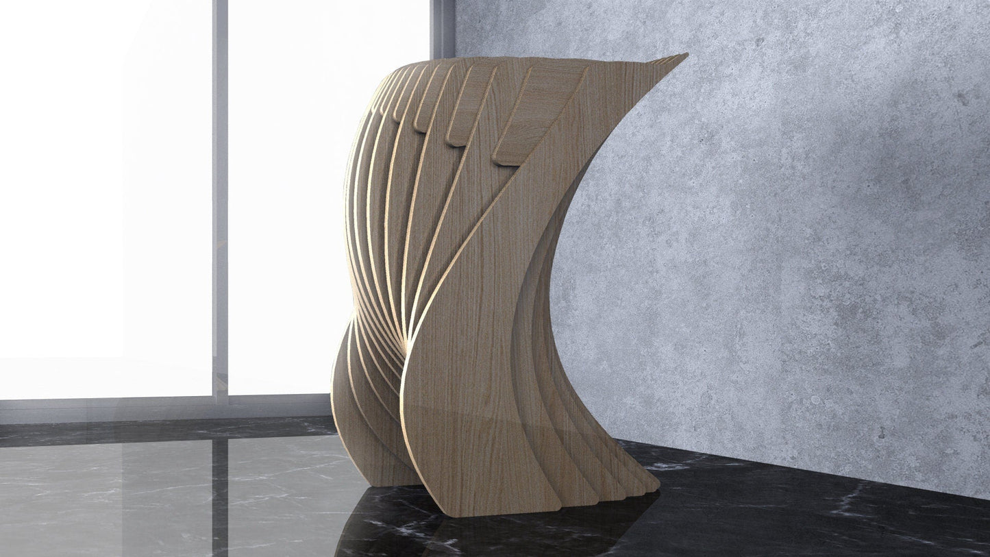 3D Parametric Wavy Design Wooden Stool