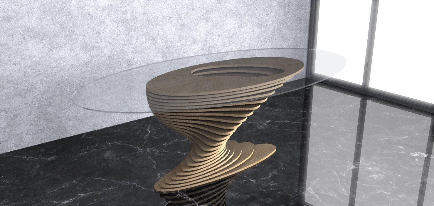 3D Wavy Design Parametric Wooden Side Table - Graham Decors