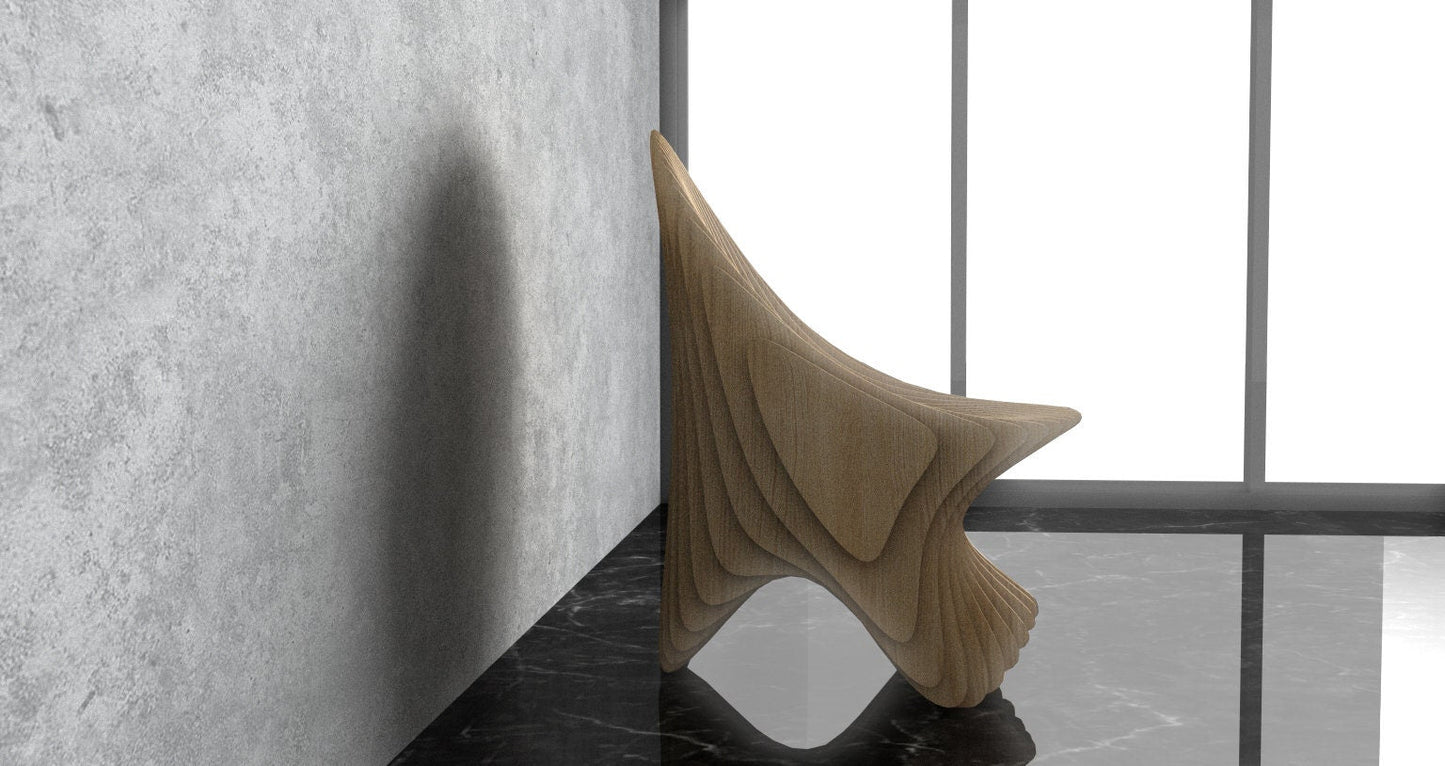 3D Modern Parametric Wavy Wooden Chair
