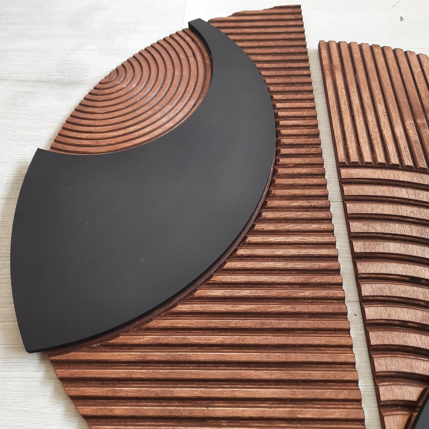 Twin Pieces Line Wooden Wall Art