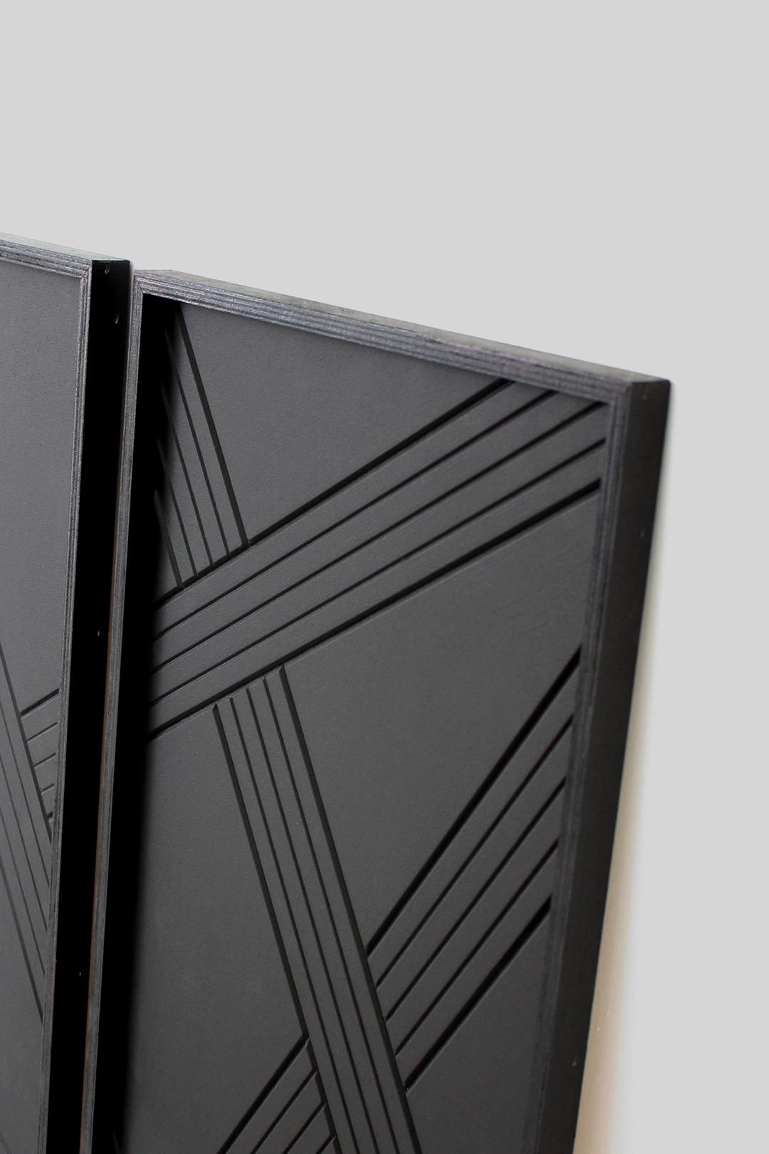 Black Modern Geometric Wooden Wall Art