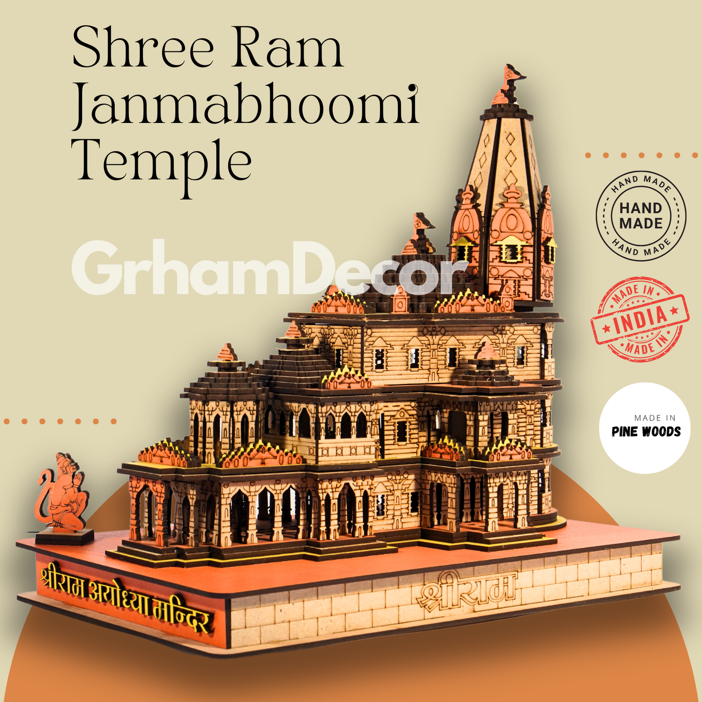 shree ram mandir made with high quality pine wood buy now
