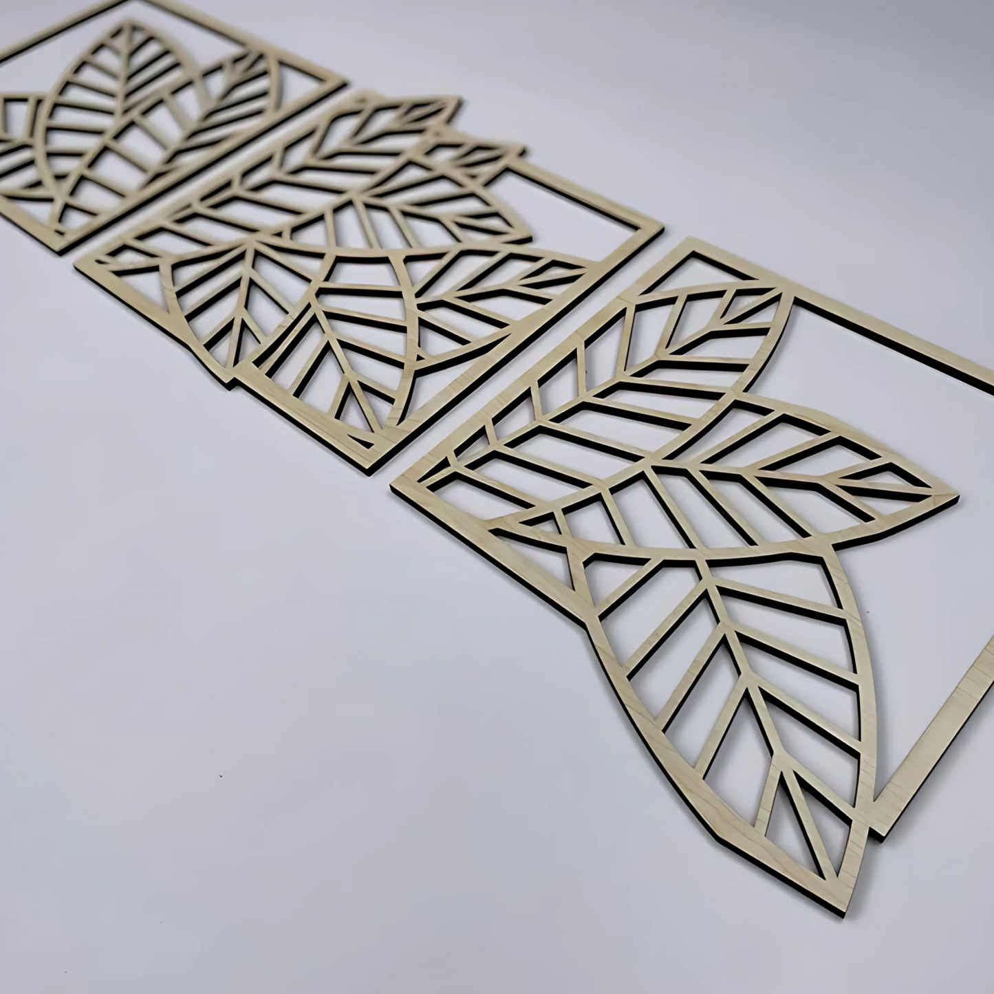 Modern Wooden 3 Panels Tropical Leaf Wall Art