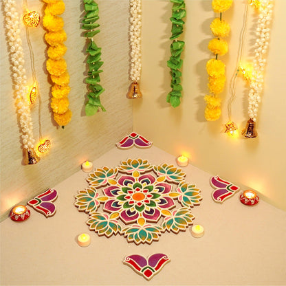 Abstract Flowers Design Pre Marked Rangoli