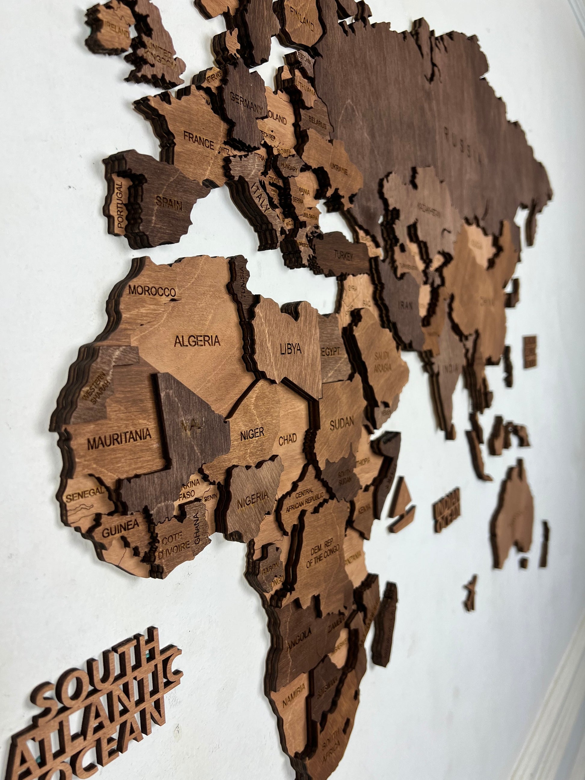 Unique Wooden World Map