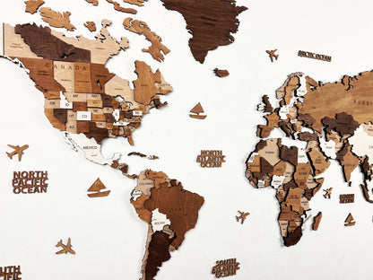 Wooden World Map Decorative Wall Art