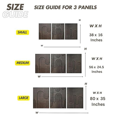 Modern Wooden 3 Panels Geometric Wall Art