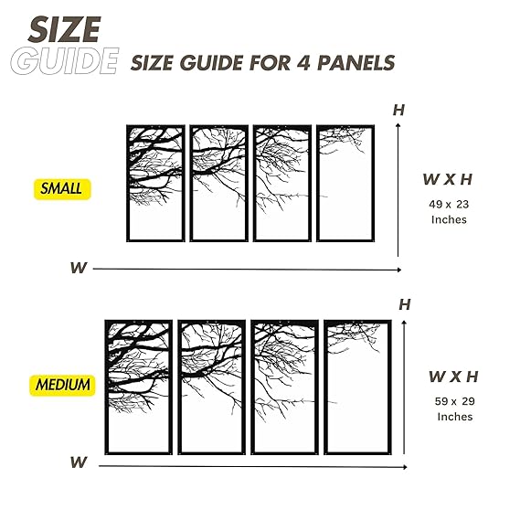 4 Panels Tree of Life Decor Wooden Wall Art