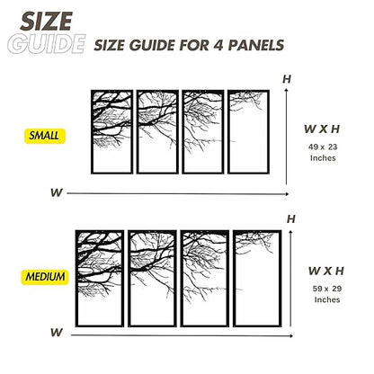 4 Panels Tree of Life Decor Wooden Wall Art