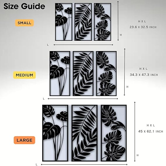 3 Panels Leaves Wooden Wall Decor Art