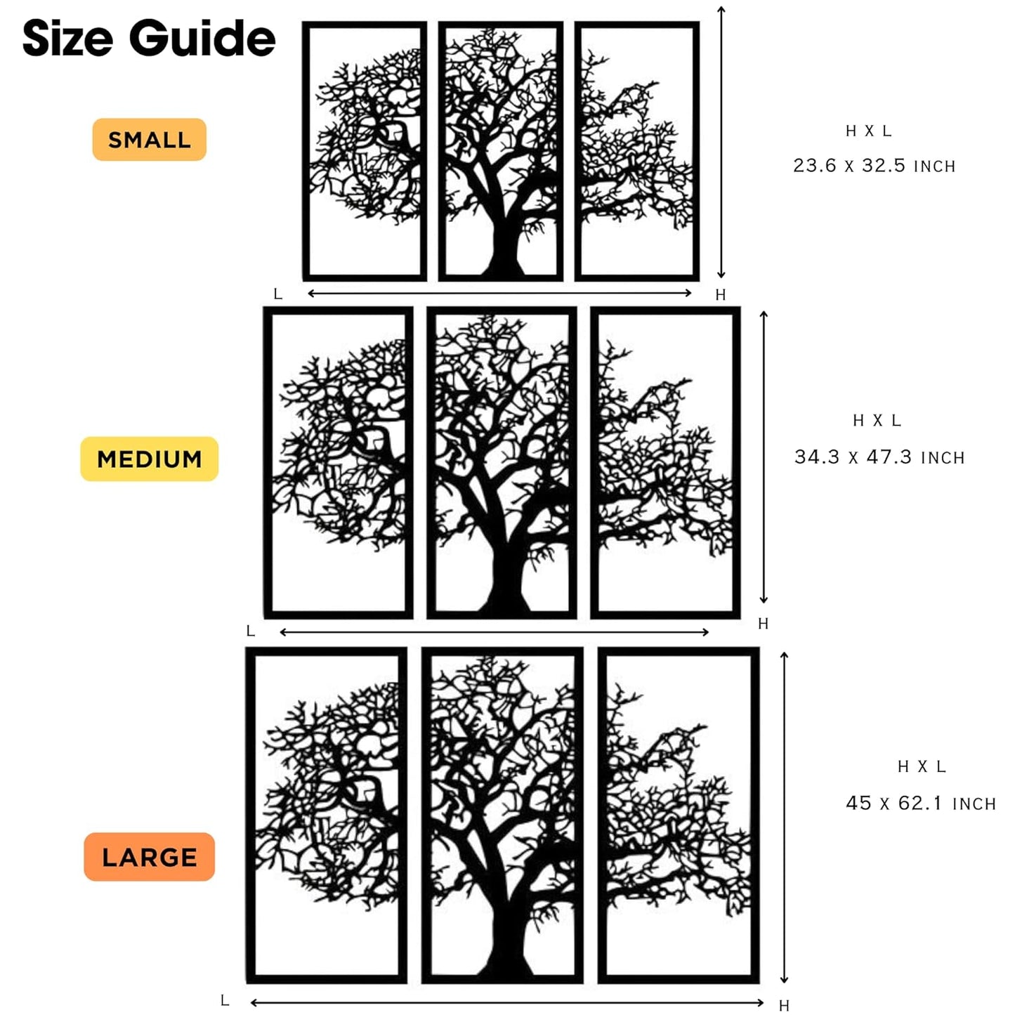Tree of Life 3 Panels Wooden Wall Decor Art