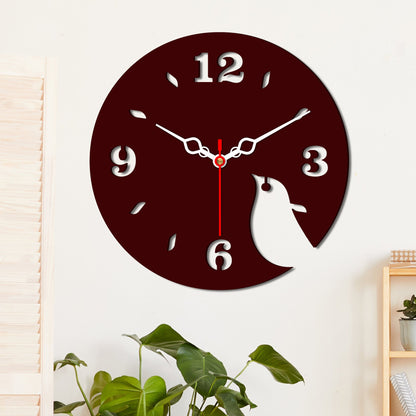 Bird Shape Design Wooden Wall Clock