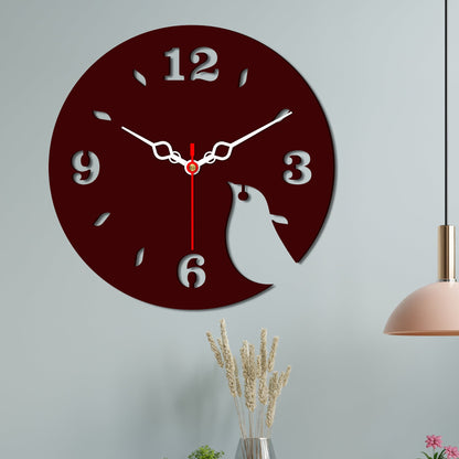 Bird Shape Design Wooden Wall Clock