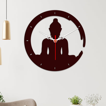 Buddha In Lotus Poster Design Wooden Wall Clock