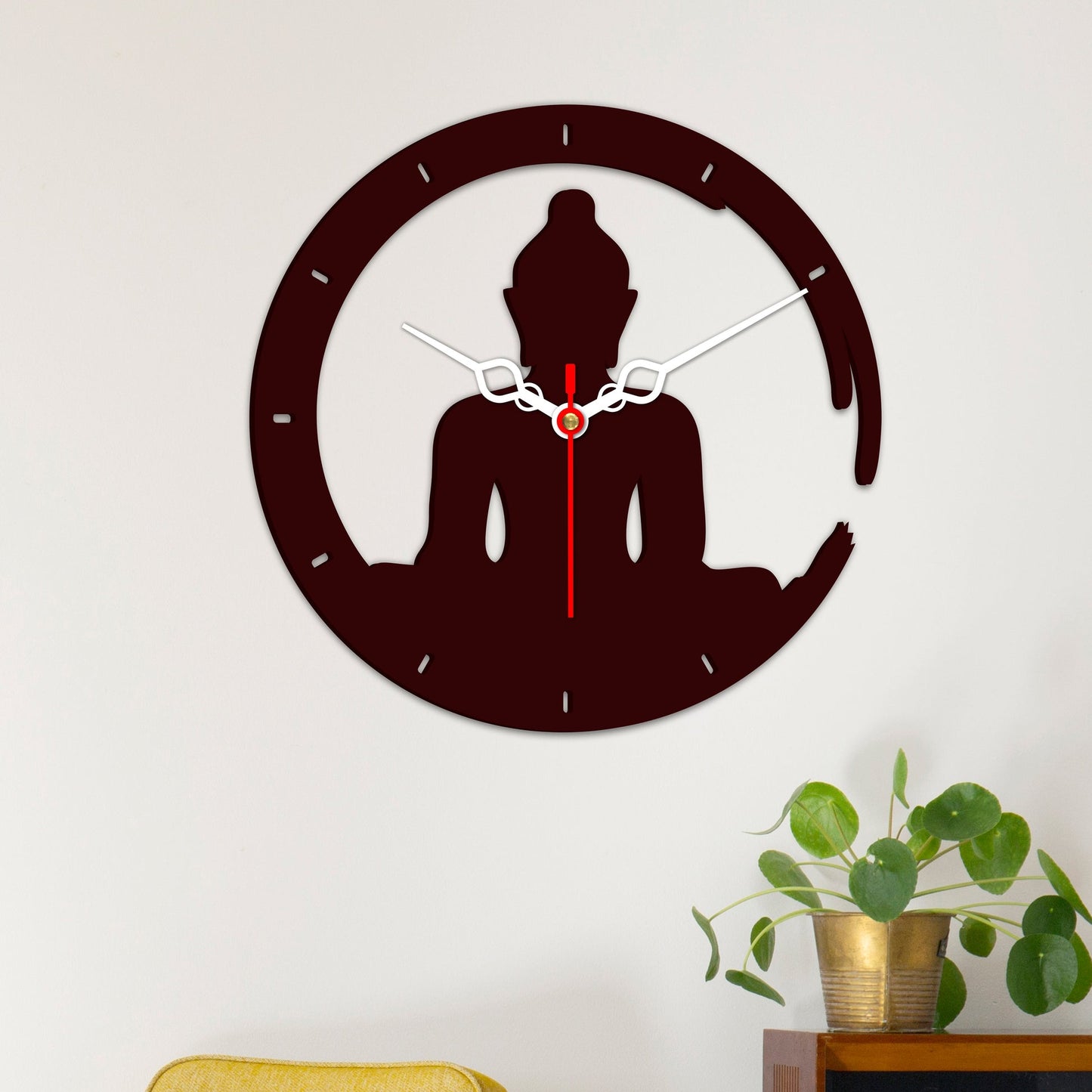 Buddha In Lotus Poster Design Wooden Wall Clock