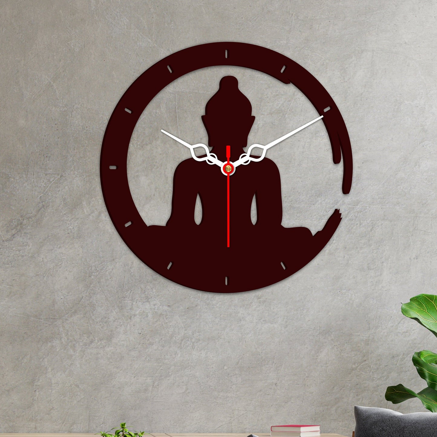 Buddha In Lotus Poster Design Wooden Wall Clock