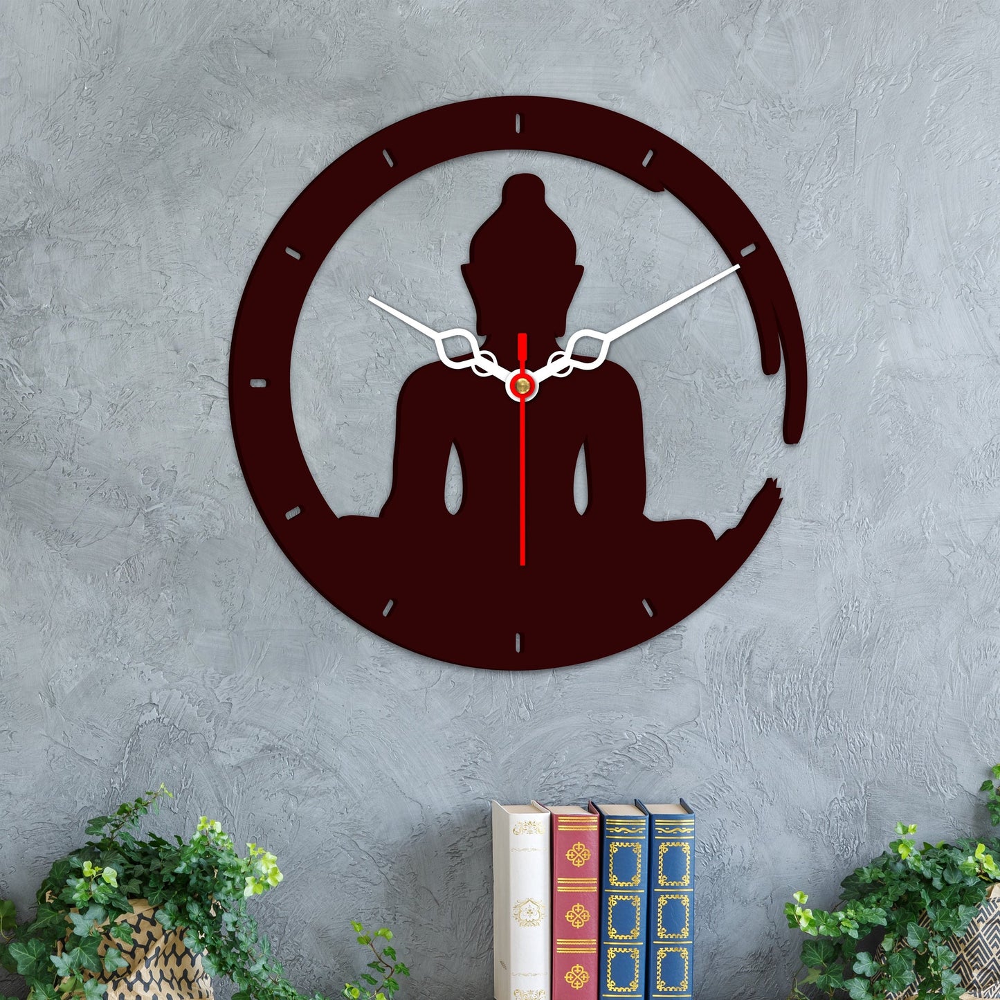 Buddha In Lotus Poster Design Wooden Wall Clock