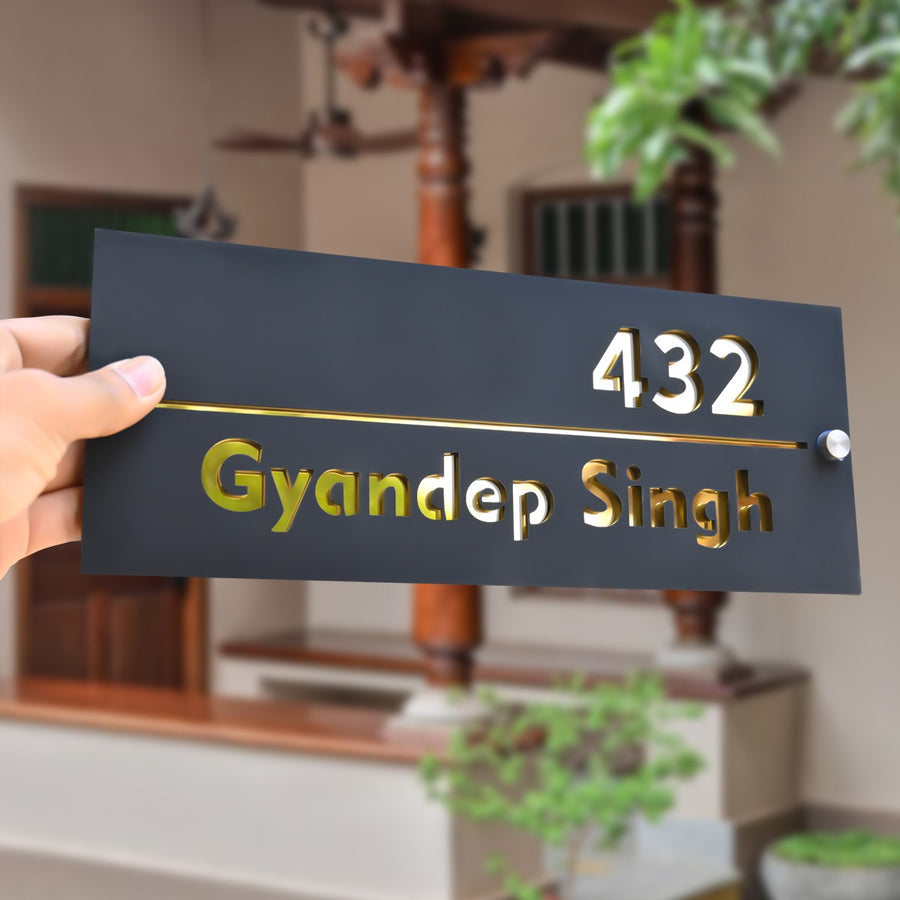 3D Rectangular Classic Design Name Plate