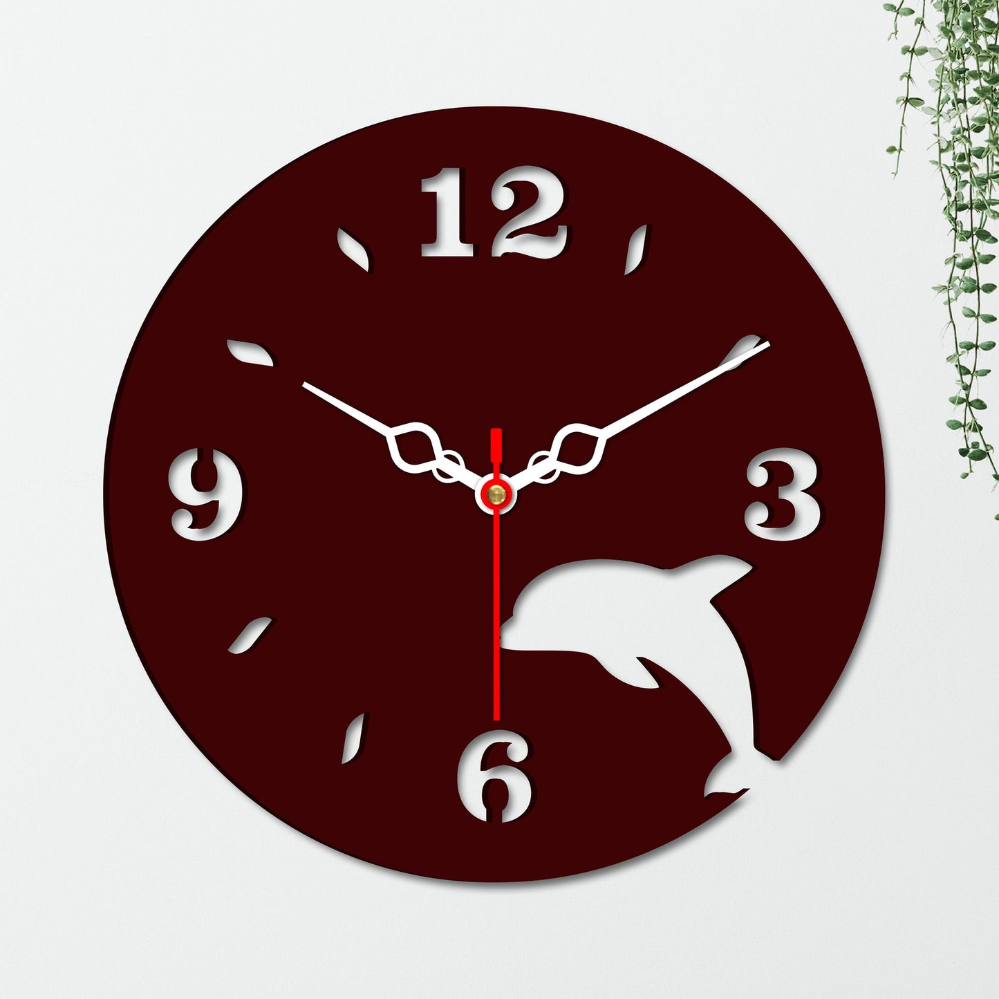 Dolphin Design in Wooden Wall Clock