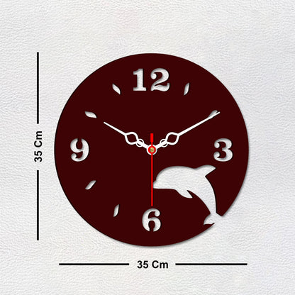 Dolphin Design in Wooden Wall Clock