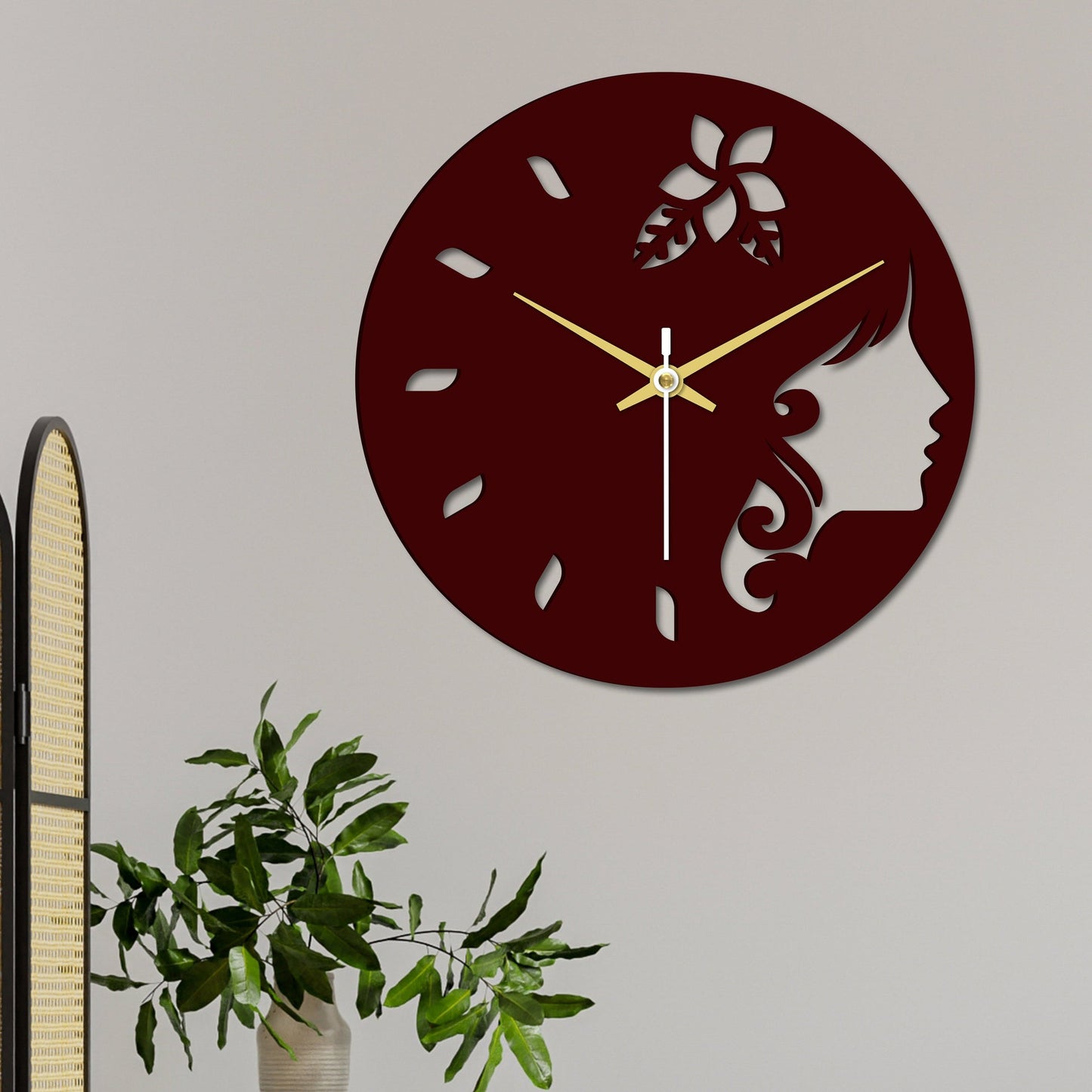 Girl Face in Wooden Wall Clock