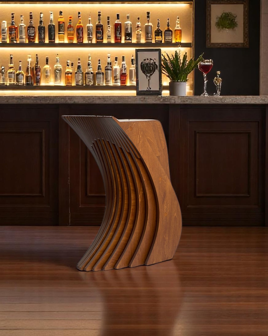 3D Parametric Wavy Design Wooden Stool