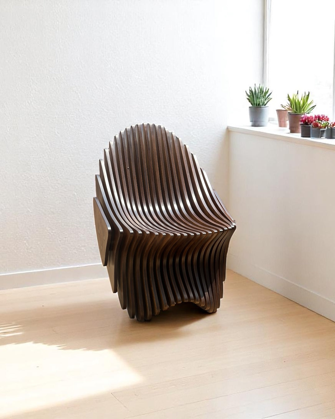 3D Modern Parametric Wavy Wooden Chair
