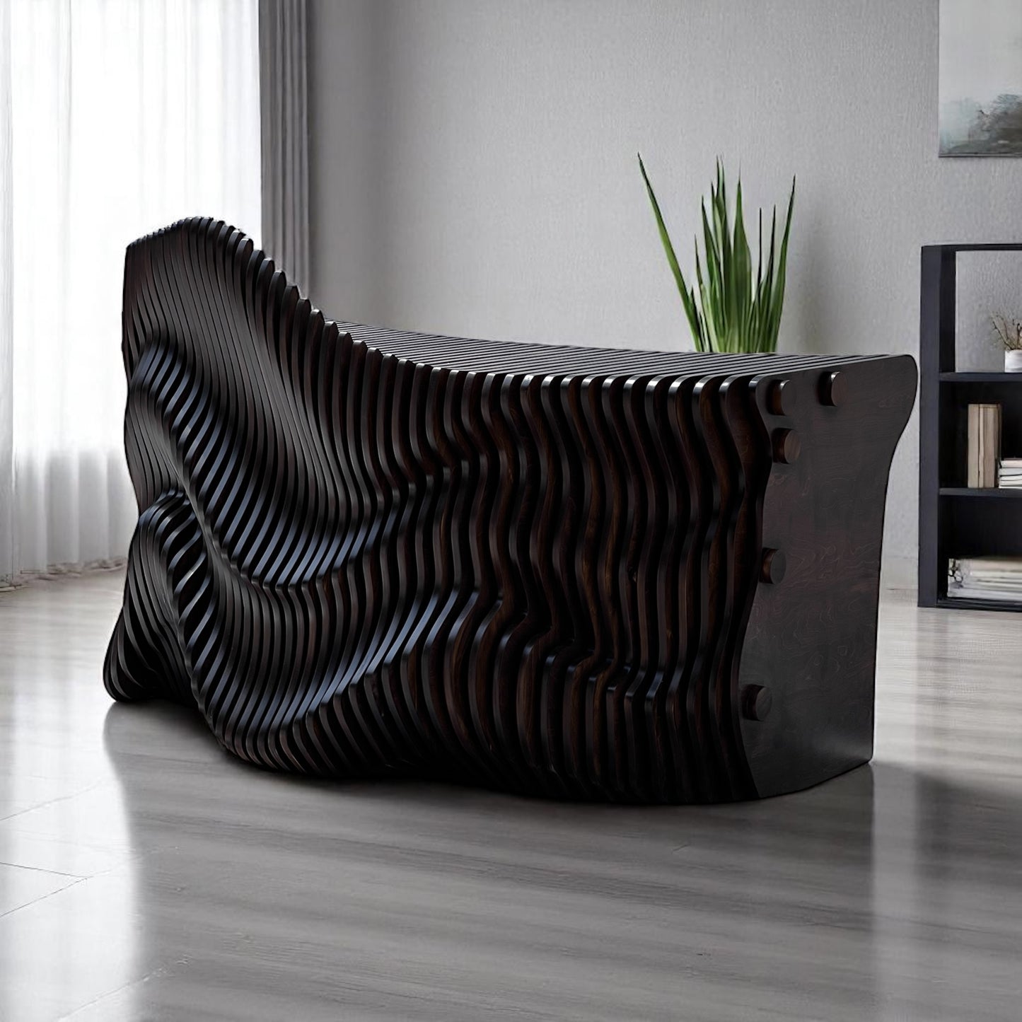 3D Wavy Design Parametric Wooden Office Desk