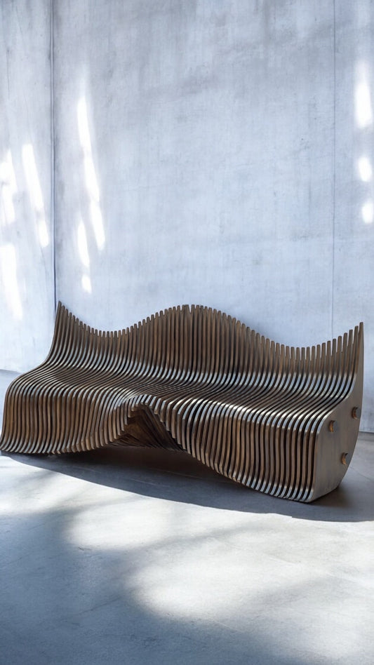 3D Wavy Design Parametric Wooden Bench