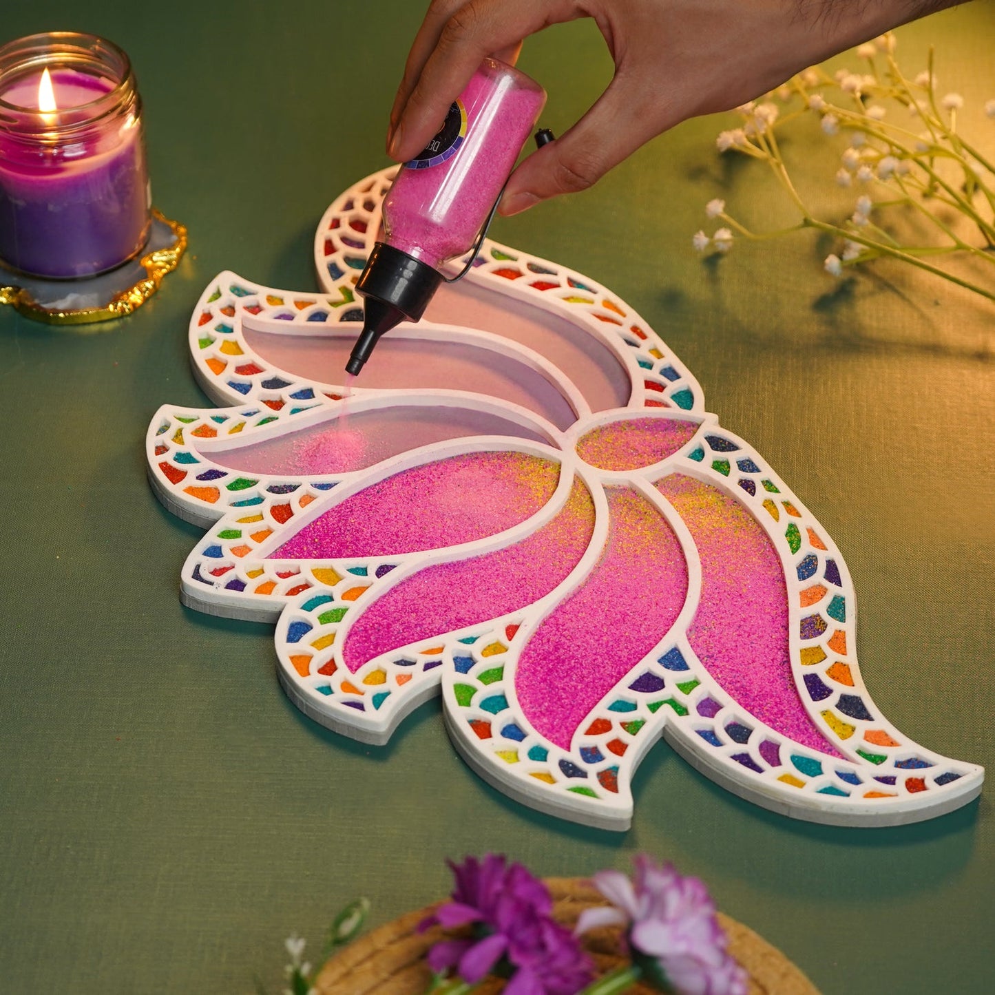 Lotus Design Pre Marked Rangoli