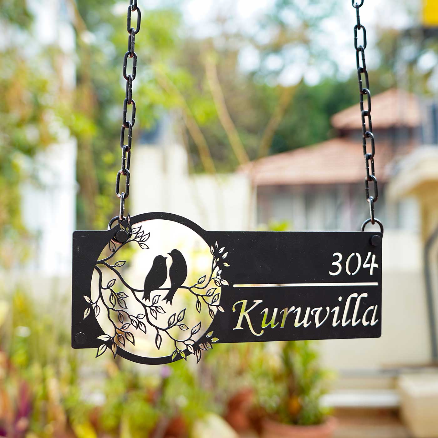 Bird Themed Name Plate with House Number