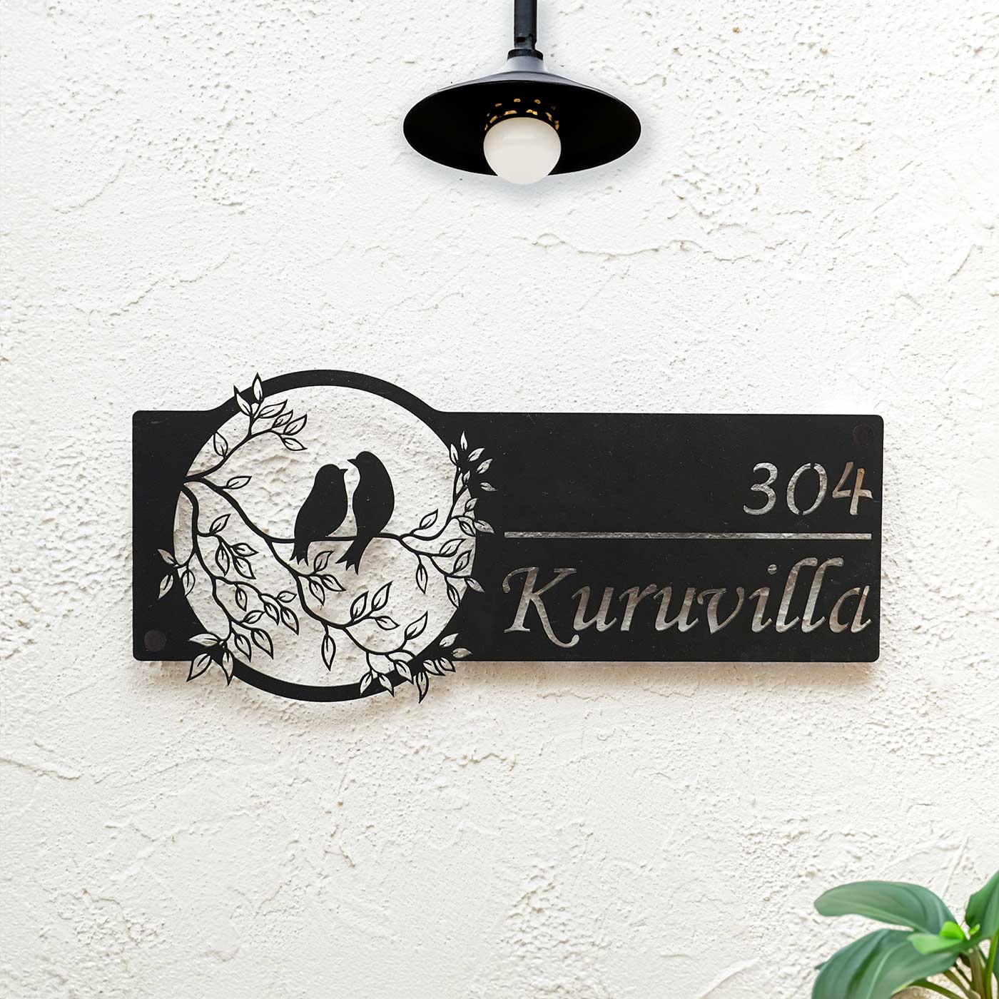 Bird Themed Name Plate with House Number