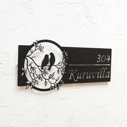 Bird Themed Name Plate with House Number