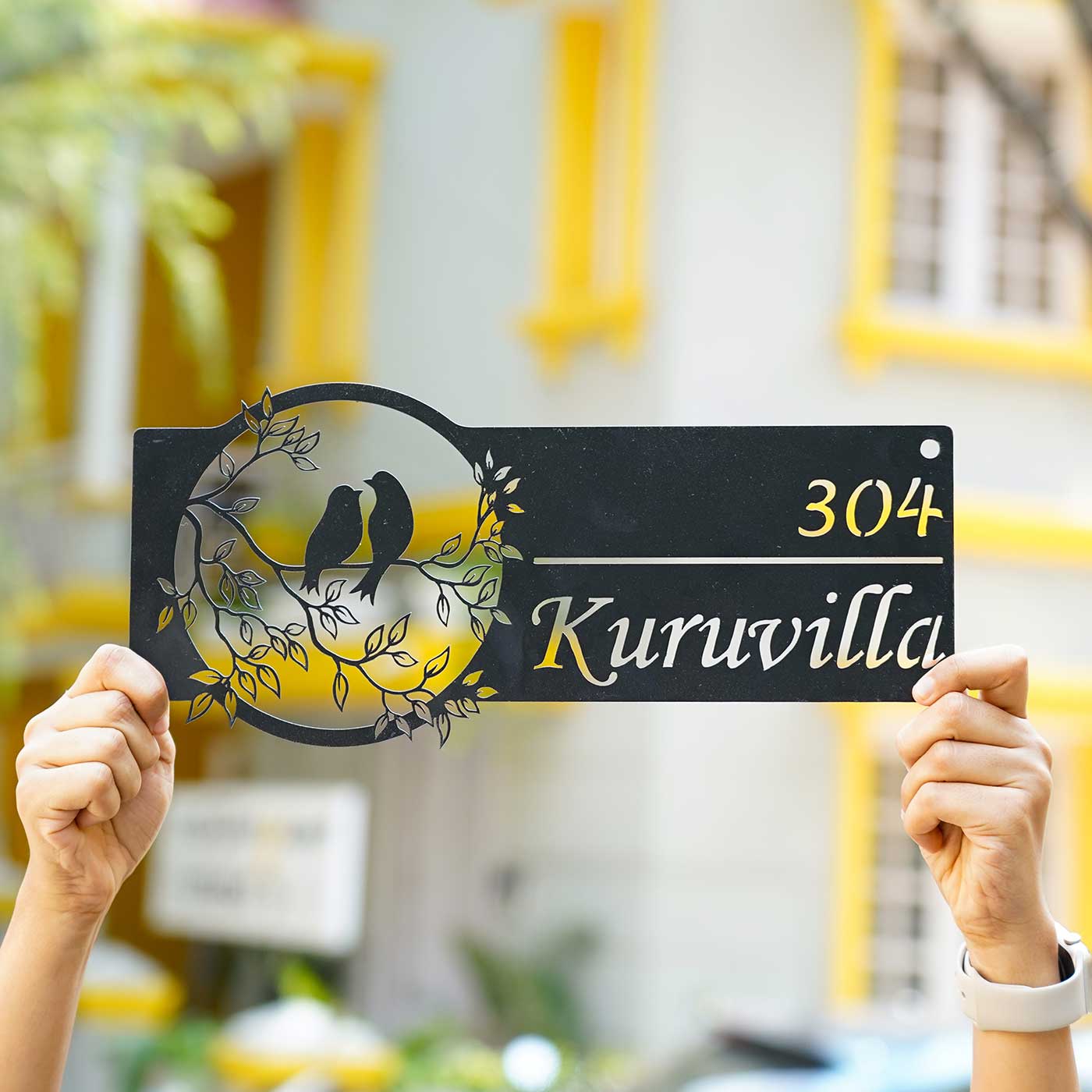 Bird Themed Name Plate with House Number