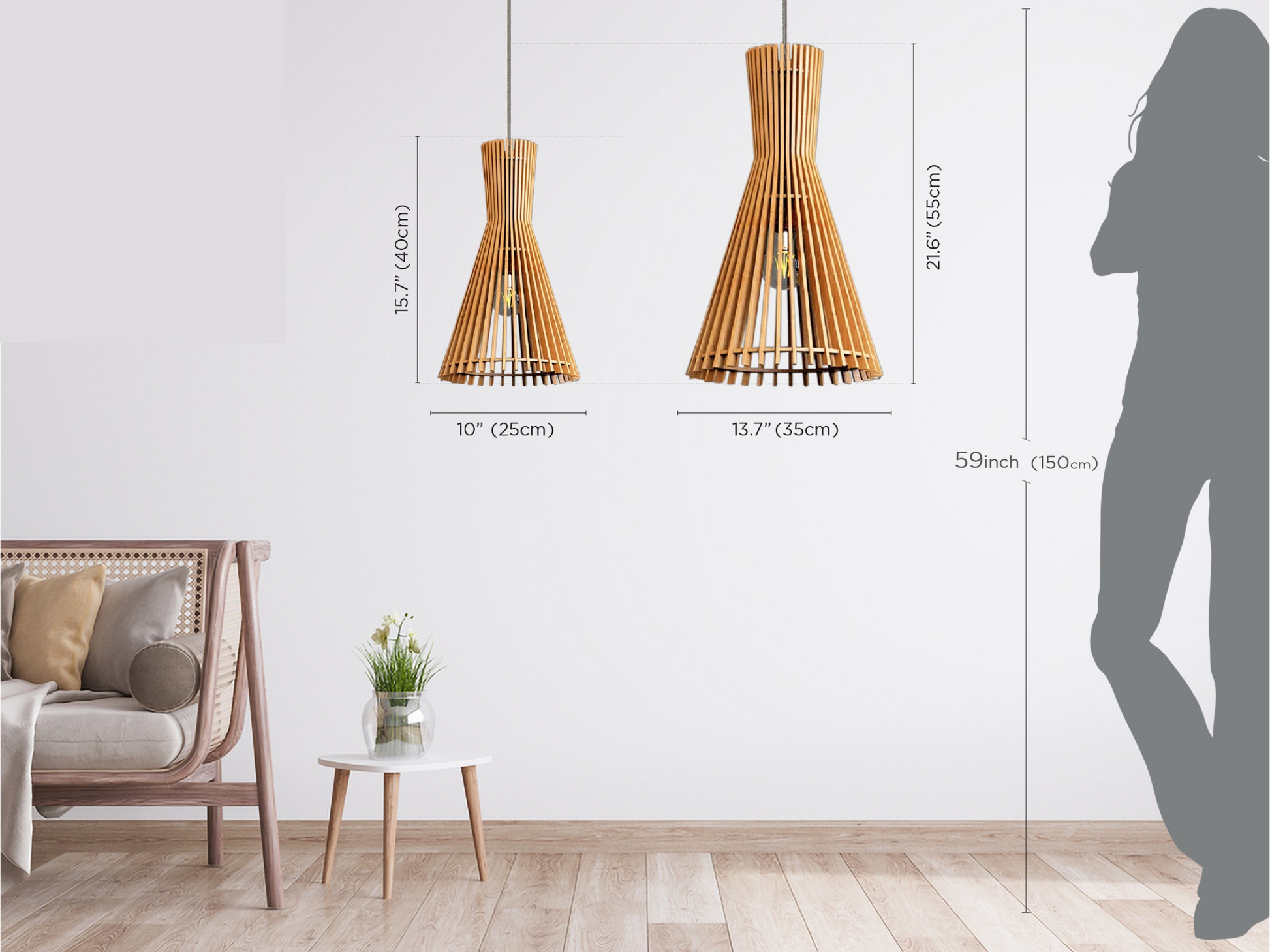 Minimalist Wood Cone Pendant Lighting