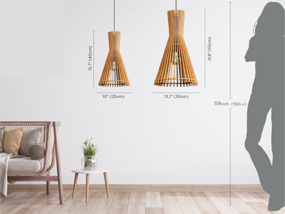 Minimalist Wood Cone Pendant Lighting