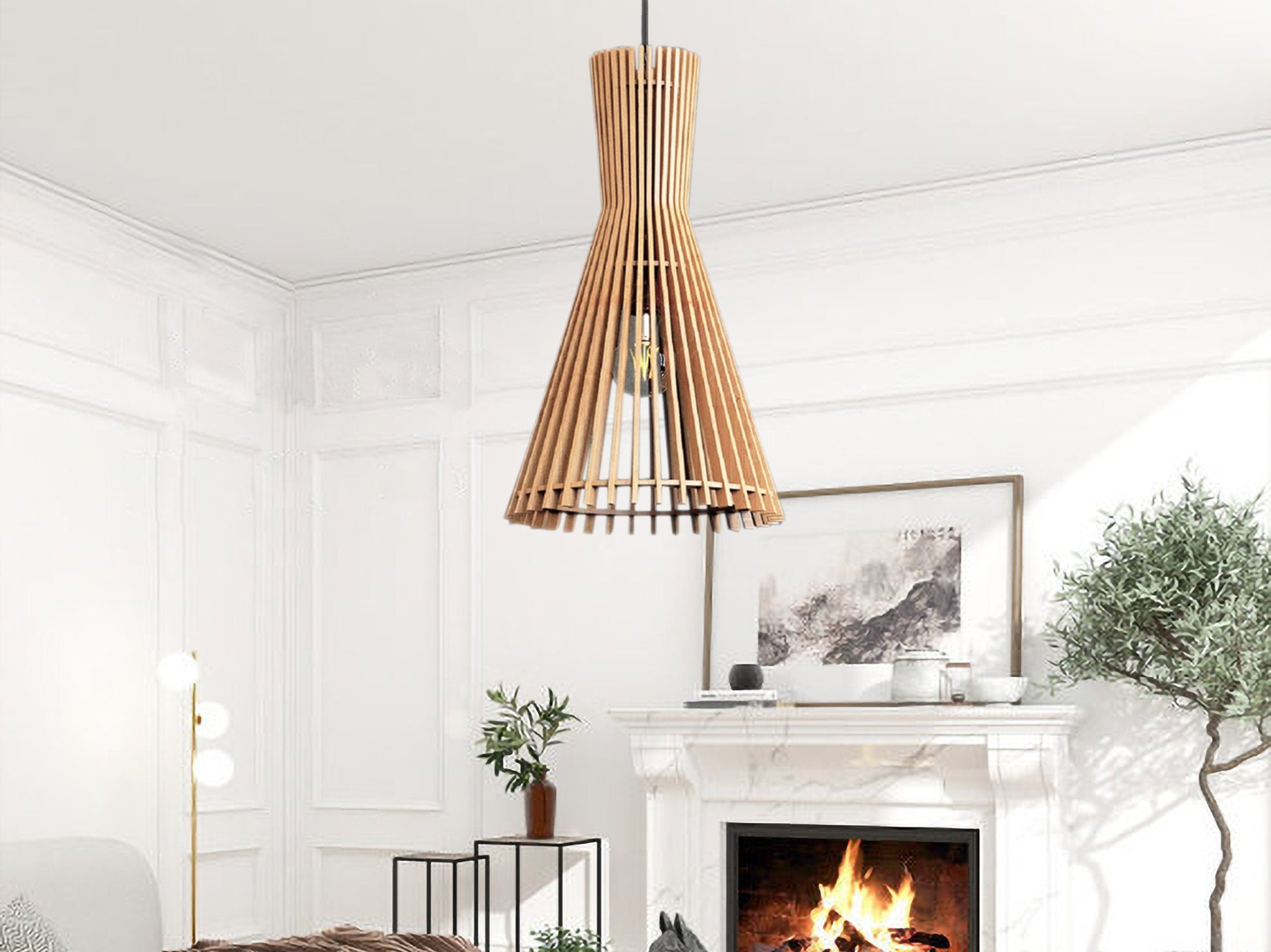 Wooden Cone Pendant Light Fixture