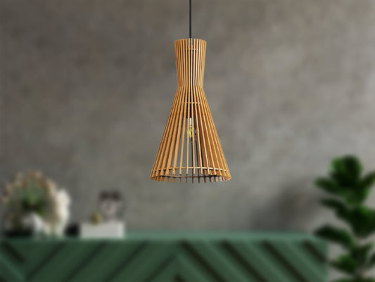 Wooden Cone Pendant Light Fixture
