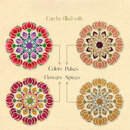 Abstract Flowers Design Pre Marked Rangoli