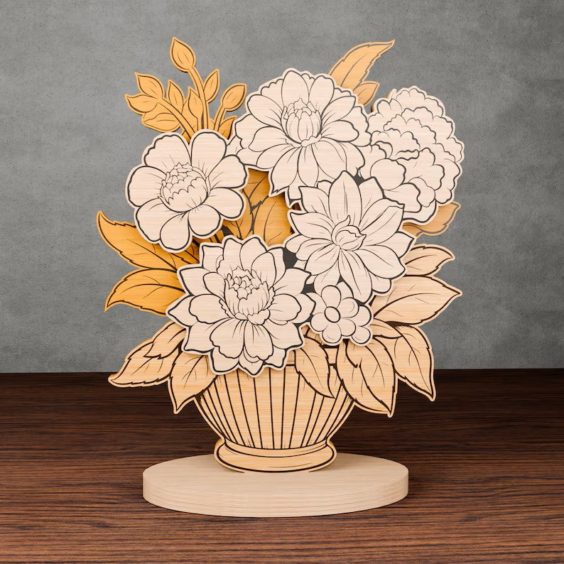 3D Multilayer Mandala Design Flower Basket Art