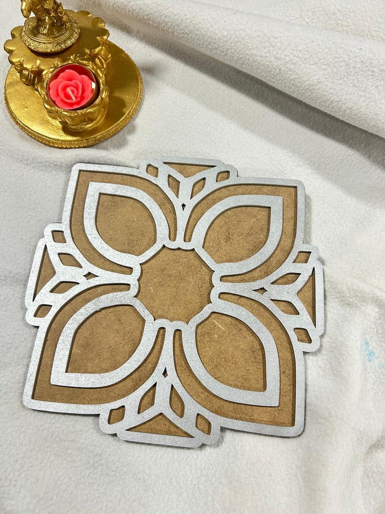 Oval Rangoli Four Oval Design Pre Marked Rangoli - Graham Decors