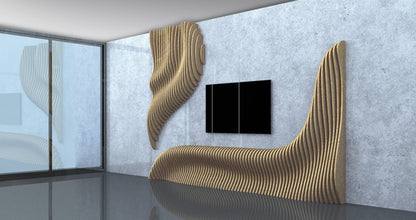 Parametric Flow TV Mount Wooden Wall Art