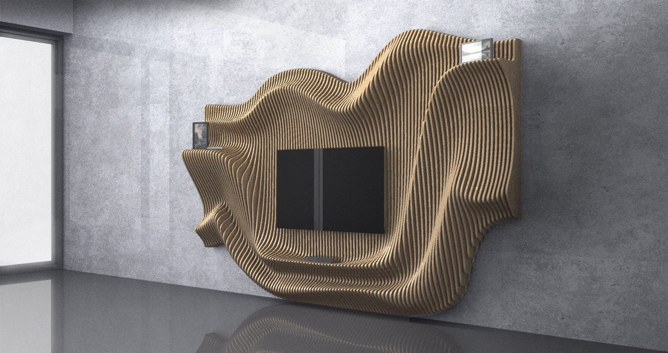 3D Waves Shapes TV Mount Parametric Wall Art