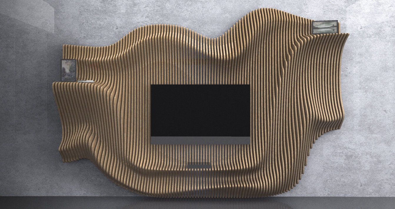 3D Waves Shapes TV Mount Parametric Wall Art