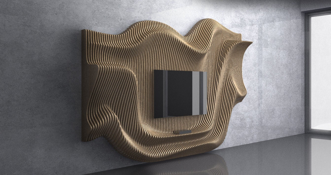 3D Waves Shapes TV Mount Parametric Wall Art