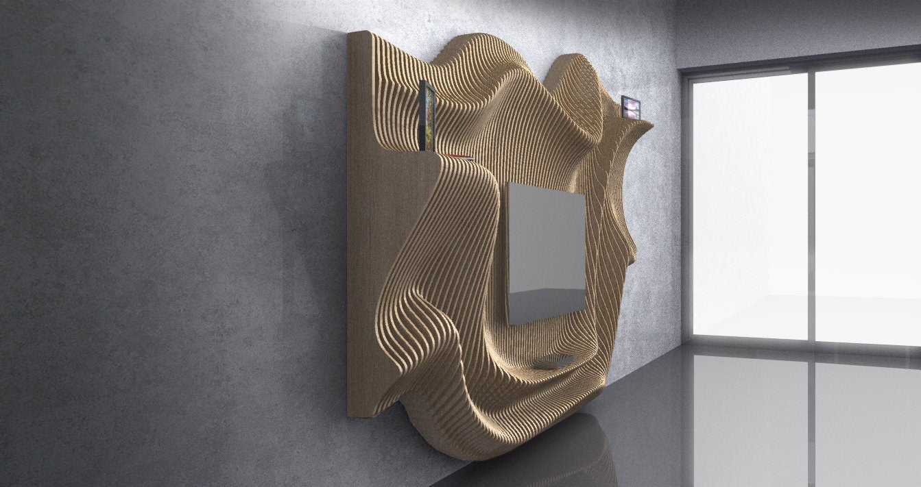 3D Waves Shapes TV Mount Parametric Wall Art