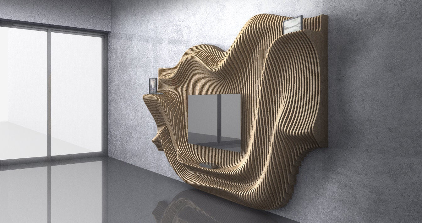 3D Waves Shapes TV Mount Parametric Wall Art