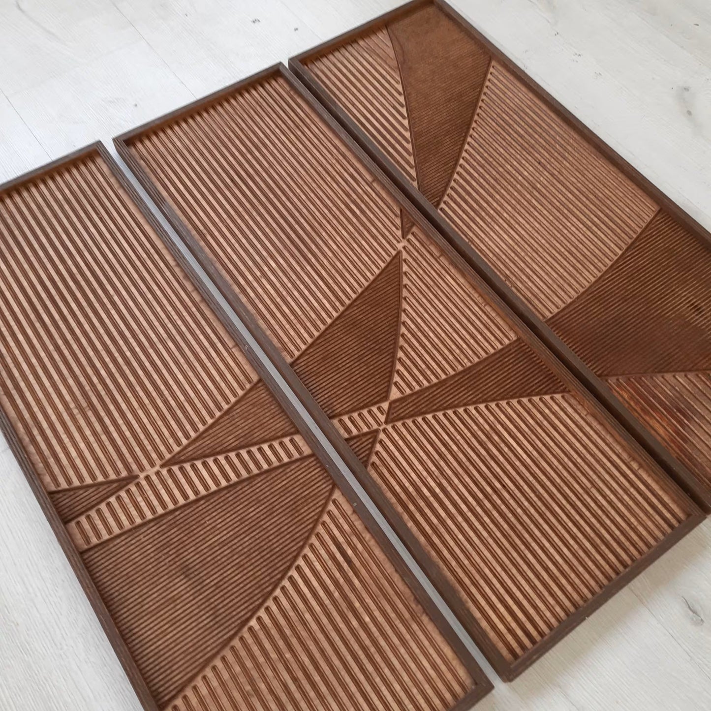 3 Panel Modern Geometric Wooden Wall Art